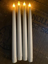 4 VTG Holiday Flameless Moving Wick Taper Candlle Ivory With Real Wax