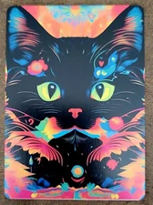 Modern Art Black Cat Single Trade Swap Playing Card
