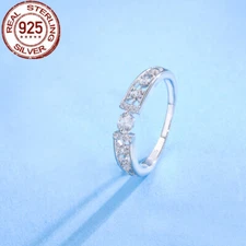 Cubic Zircon Round Bridal Engagement Ring 925 Sterling Silver Jewelry for Women