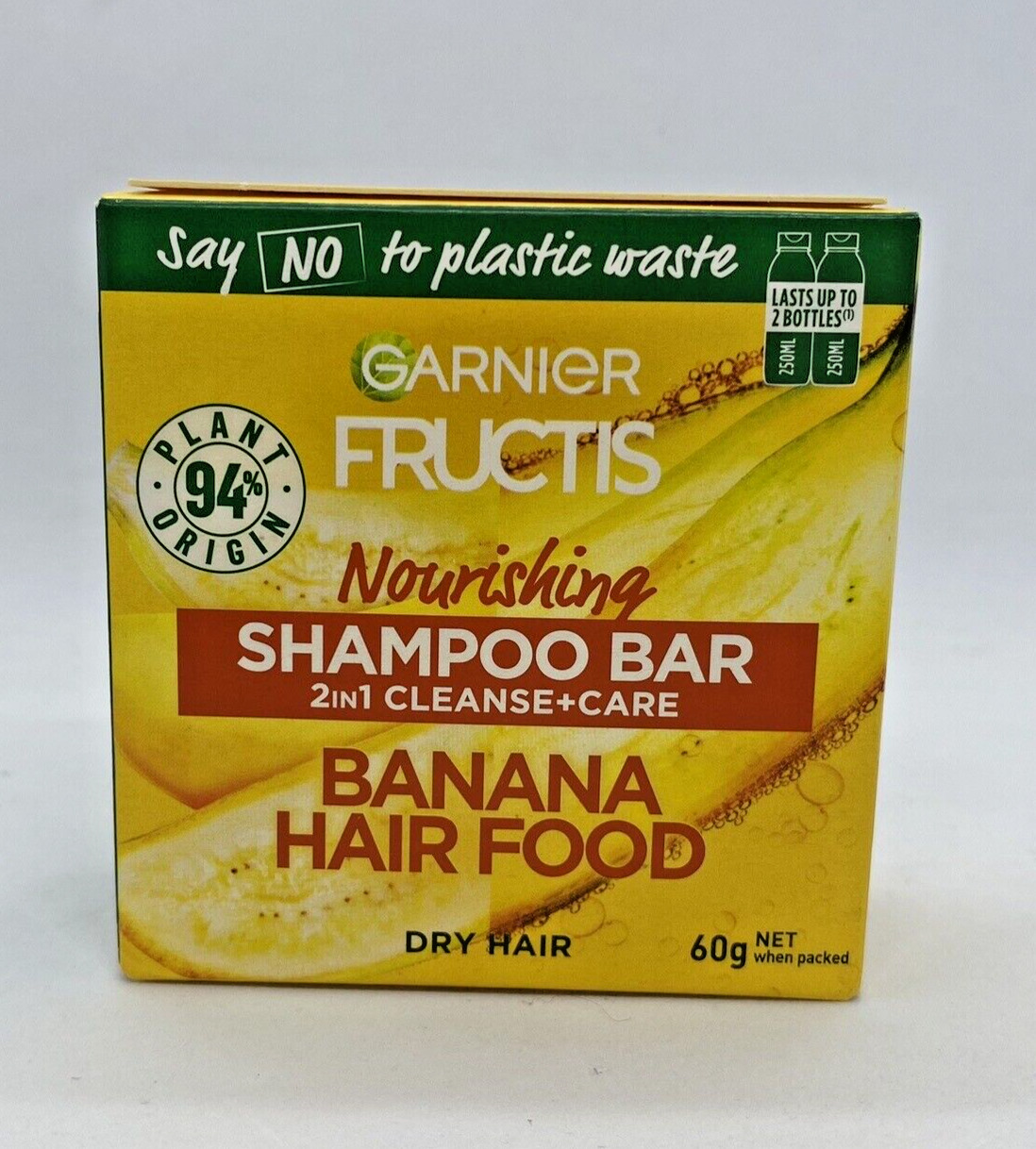 Garnier Fructis Banana Hair Food 2 In 1 Shampoo Bar Cleanse & Care Dry Hair 60g
