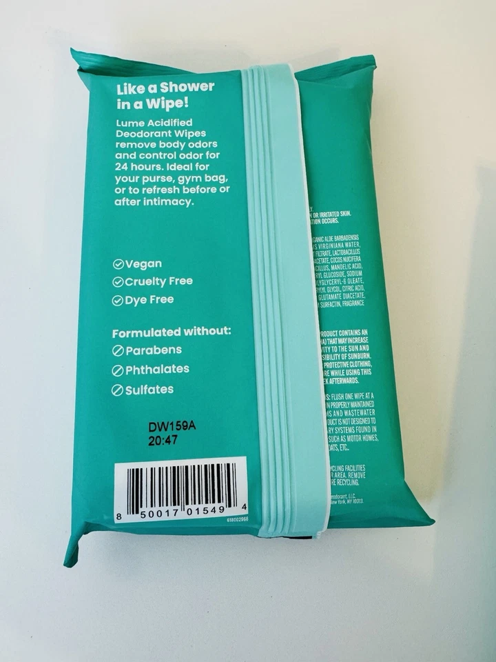 Lume Deodorant Flushable Wipes Cool Cucumber - (6) 45ct Packs - Image 4 of 4