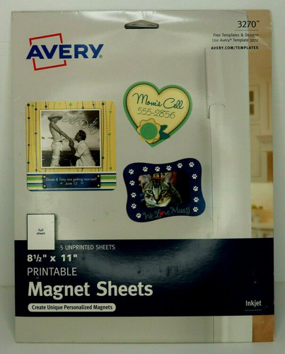 Printable Magnet Sheets 8.5 X 11 Avery #3270 - white sheets for ink Jet ...