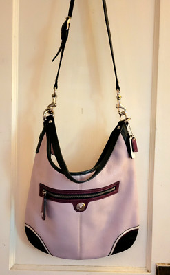 COACH Laura Leather Bag Purse Handbag Crossbody Lilac, blue & burgindy/Tres Chic