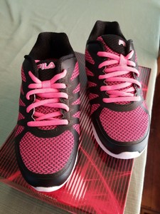 pink black and white filas