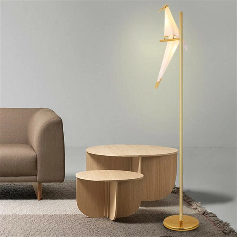 Lámparas de pie LED de hierro para grúa de papel para pájaros / luces de mesa iluminación de cabecera para el hogar Foto 3 de 4
