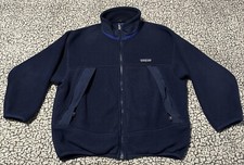 Vintage Patagonia Sweater Kids Size 8 Navy Blue Full Zip Made in USA