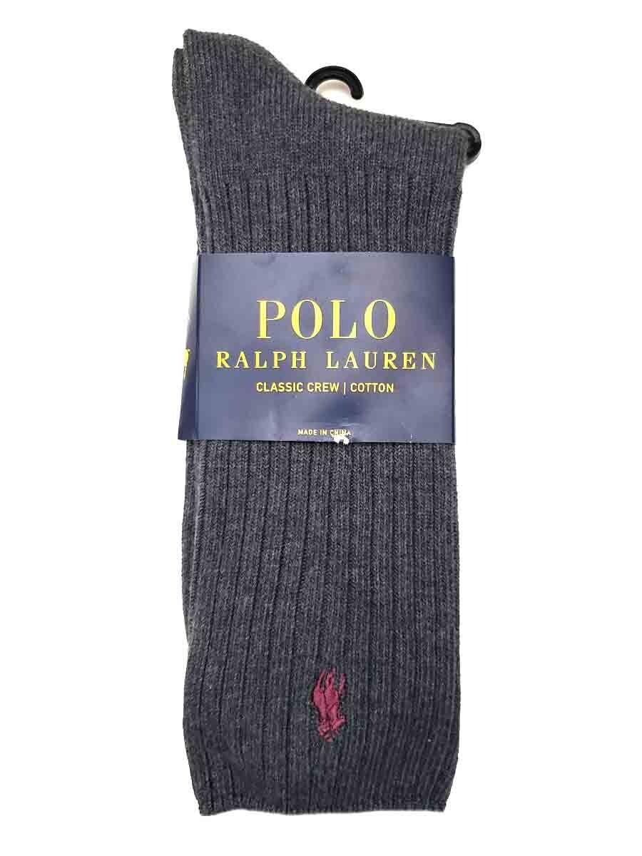 PONY Polo Ralph Lauren Calze Crew Classiche Grigio Misto Cotone Uomo