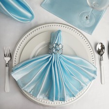 10 LIGHT BLUE Silky SATIN 20x20" Wedding NAPKINS Party Table Linens Catering