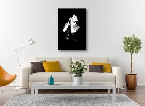 MÚSICO IAN CURTIS - LIENZO ENMARCADO PROFUNDO PAPEL FOTOGRÁFICO IMPRESIÓN - BLANCO NEGRO - Imagen 6 de 17