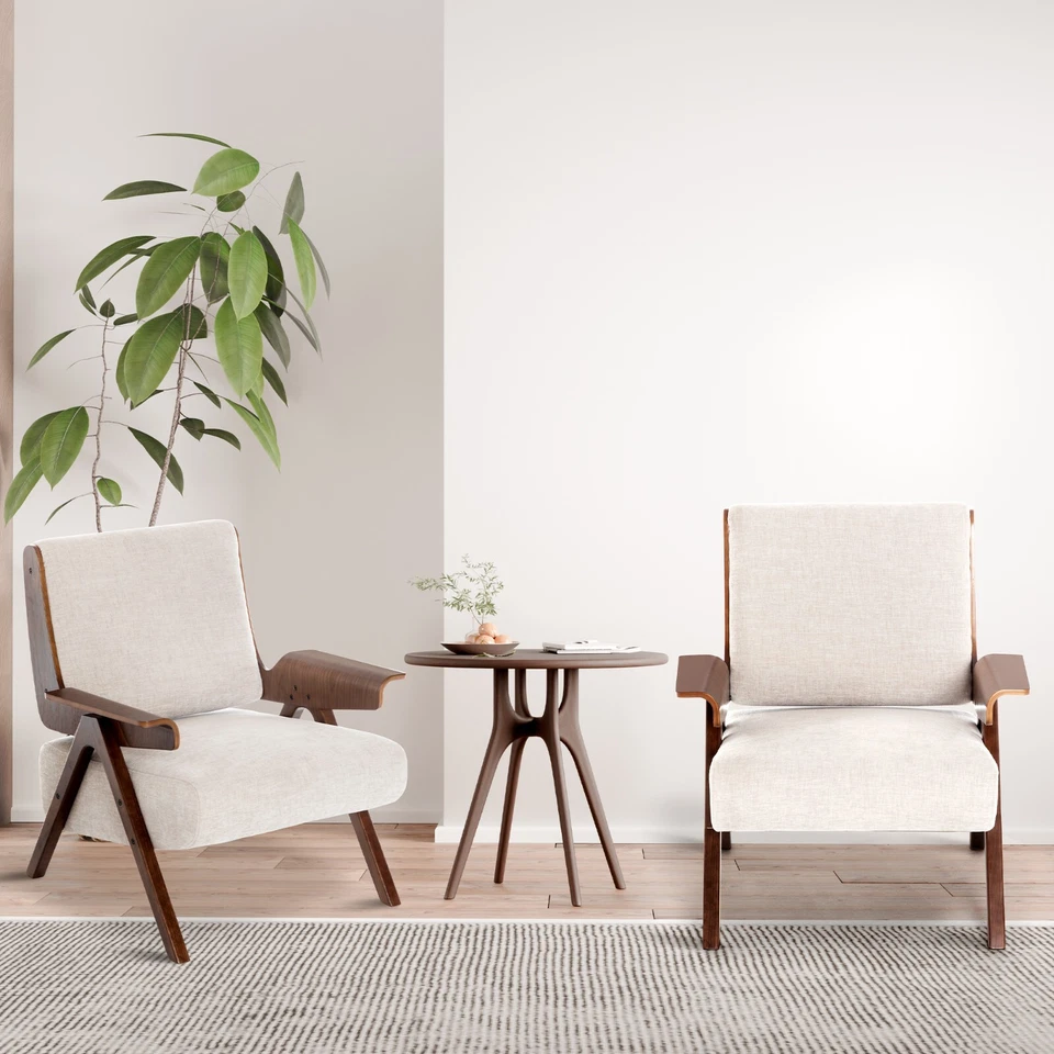 Silla Accent Mid-Century Silla Moderna, Juego de 2 Silla Chenille Contemporánea Foto 2 de 4