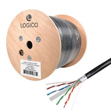 Cat6 Shielded Cable 1000ft STP/FTP Ethernet Direct Burial 23AWG Bare Copper