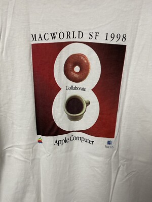 Rare VTG Apple Computer MacWorld SF Mac OS Collaborate 1998 T