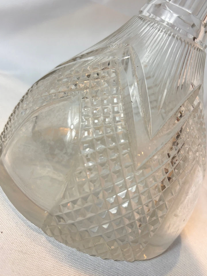 Decantador Art Nouveau 1909 plata alemana y escotilla corte cruz vidrio botella de 3 caños Foto 2 de 4