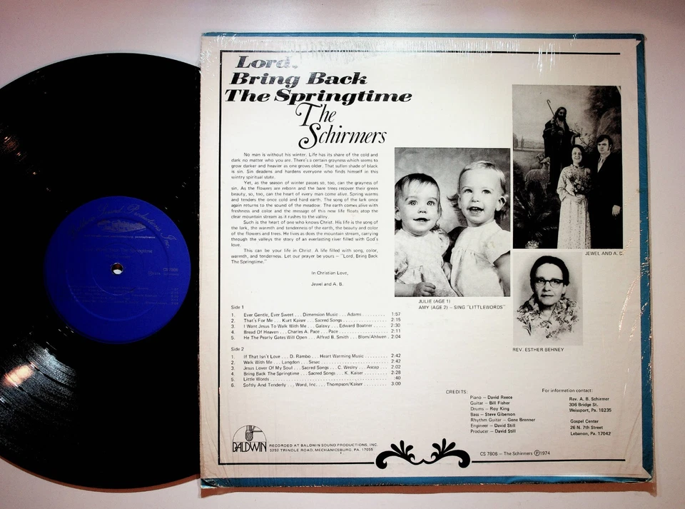Weissport PA Schirmers Lord Bring Back The Springtime Gospel Vinyl LP Record VG+ Foto 2 de 4