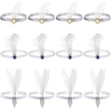 12 Pcs 1920s Flapper Headband Flapper Headpiece 1920s Accessories Feather Hea...