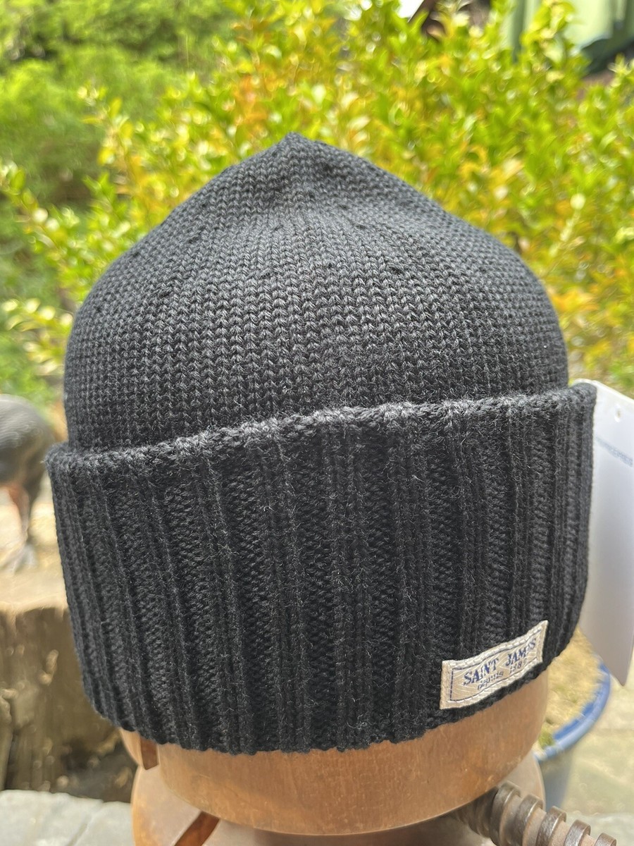 Saint James Barbaresque Hat in Black 100% Wool 'Watch Hat'- Made