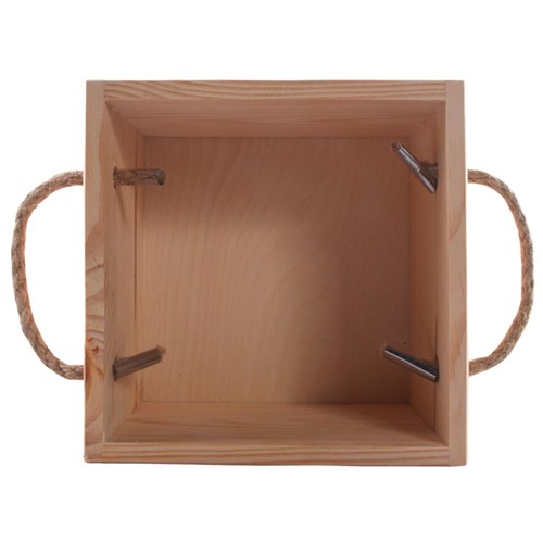 Pack of 2 Square Wooden Storage Boxes | Rope Handles Crate Gift Hamper Container - Picture 11 of 12