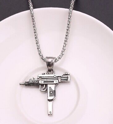SILVER UZI MACHINE GUN PISTOL BOX CHAIN PENDANT NECKLACE RIFLE UK SILVER UZI MACHINE GUN PISTOL BOX CHAIN PENDANT NECKLACE RIFLE UK