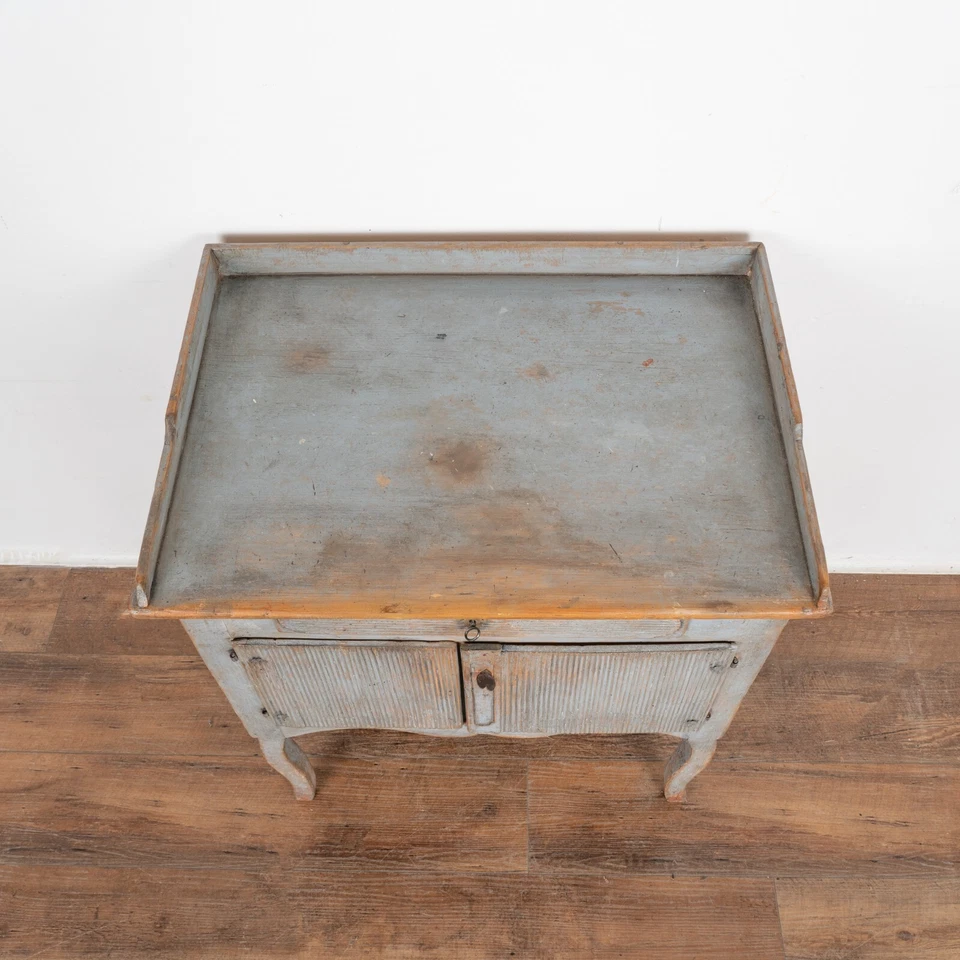 Original Blue Painted Small Cabinet or Nightstand, Sweden circa 1860-80 - Image 4 of 4