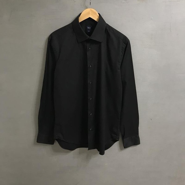 Men Boggi Milano Shirt Black Cotton 40 /L / 48