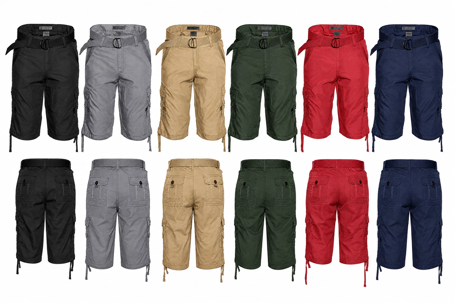Men's Cargo Shorts Relaxed Fit Cotton Multi Pocket Military Tactical with Belt