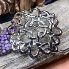 NEW PEWTER Four Marys Celtic Knot Brooch Scotland Scottish Heart Pin