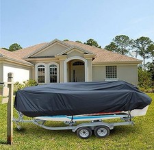 20-22FT Black Boat Cover Heavy Duty Trailerable for Fishing Bass V-Hull