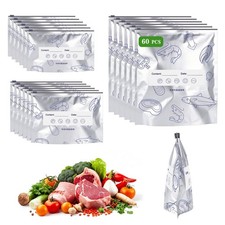 60Pcs Reusable Aluminum Foil Freezer Bags, 3 Sizes Sealable Storage Bags