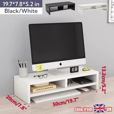 Computer Desktop Monitor Stand Laptop TV Display Screen Riser Shelf Black UK New