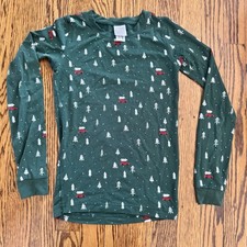 Hanna Andersson Hannasoft Christmas Pajama Top Size 10 NWOT Green Trees Holiday