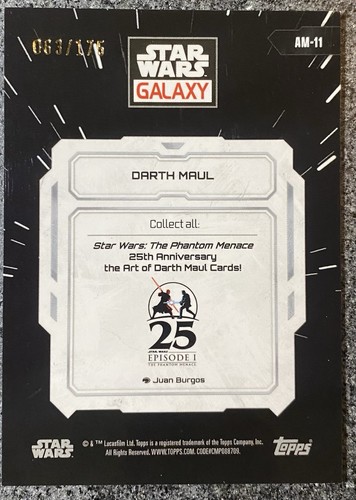 2024 Topps Chrome Star Wars Galaxy 25th anniv. Aqua Lava /175 Darth Maul #AM-11 - Picture 2 of 2