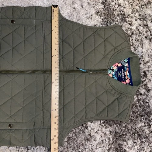 Chubbies Forest Florist Quilted Vest Men’s Large Olive Green Floral Line EUC image 5