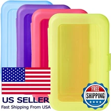 4-Pack Large Pencil Cases - Durable Plastic School Supply Organizer -