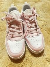 Nike Court Borough Low 2 Girls Size 7Y Pink White Athletic Shoes Sneakers