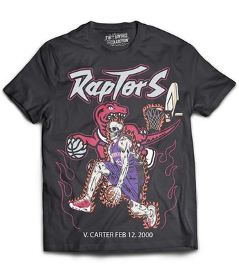 Raptors Dunk Skeleton Edition Vintage Basketball Tee Black Shirt