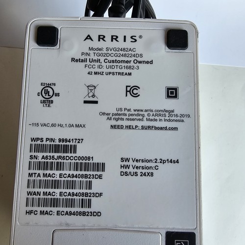 ARRIS SURFboard SVG2482AC DOCSIS 3.0 Cable Modem - Picture 15 of 16