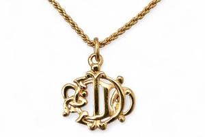 Authentic Christian Dior Authentic Vintage Gold Plated Necklace Emblem