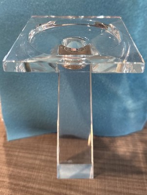 Oleg Cassini Signed Crystal Candle Holder Optical Illusion MCM Patricia Series