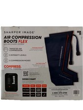 Sharper Image Air Compression Boots Flex Circulation Massager Portable Navy Blue