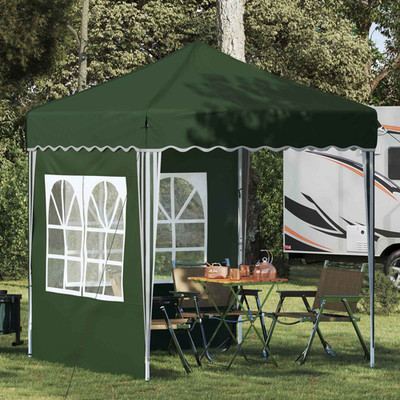 Pop-Up Partyzelt grün 195x195x245cm Oxford Stoff wasserdicht mit 2 Seitenwänden