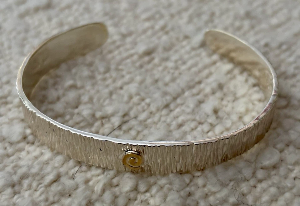 925 14K Carolyn Pollack Gold Curl Strength Symbol MLP Swirl Cuff Bracelet - Image 3 of 4