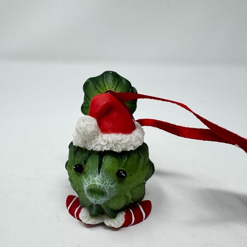Enesco Home Grown Brussels Sprout Fish Ornament Resin Santa Hat RARE Gift Box - Picture 3 of 12