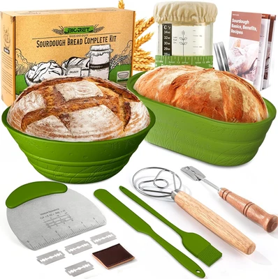 BICRET Sourdough Bread Baking Supplies 34 OZ Sourdough starter kit with 2 Bread Proofin