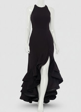 Betsy & Adam Women's Black Tiered Ruffles Scuba Crepe Gown Dress Sz 2