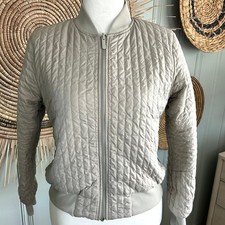 Lululemon Reversible Quilted Bomber Jacket Beige Size 10 Zip Up Athleisure