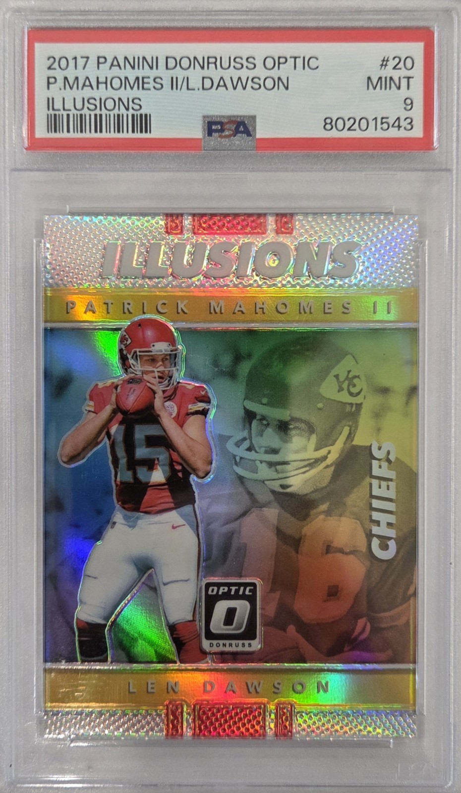 2017 Donruss Optic - Illusions Patrick Mahomes II, Len Dawson #20 PSA 9 (RC)