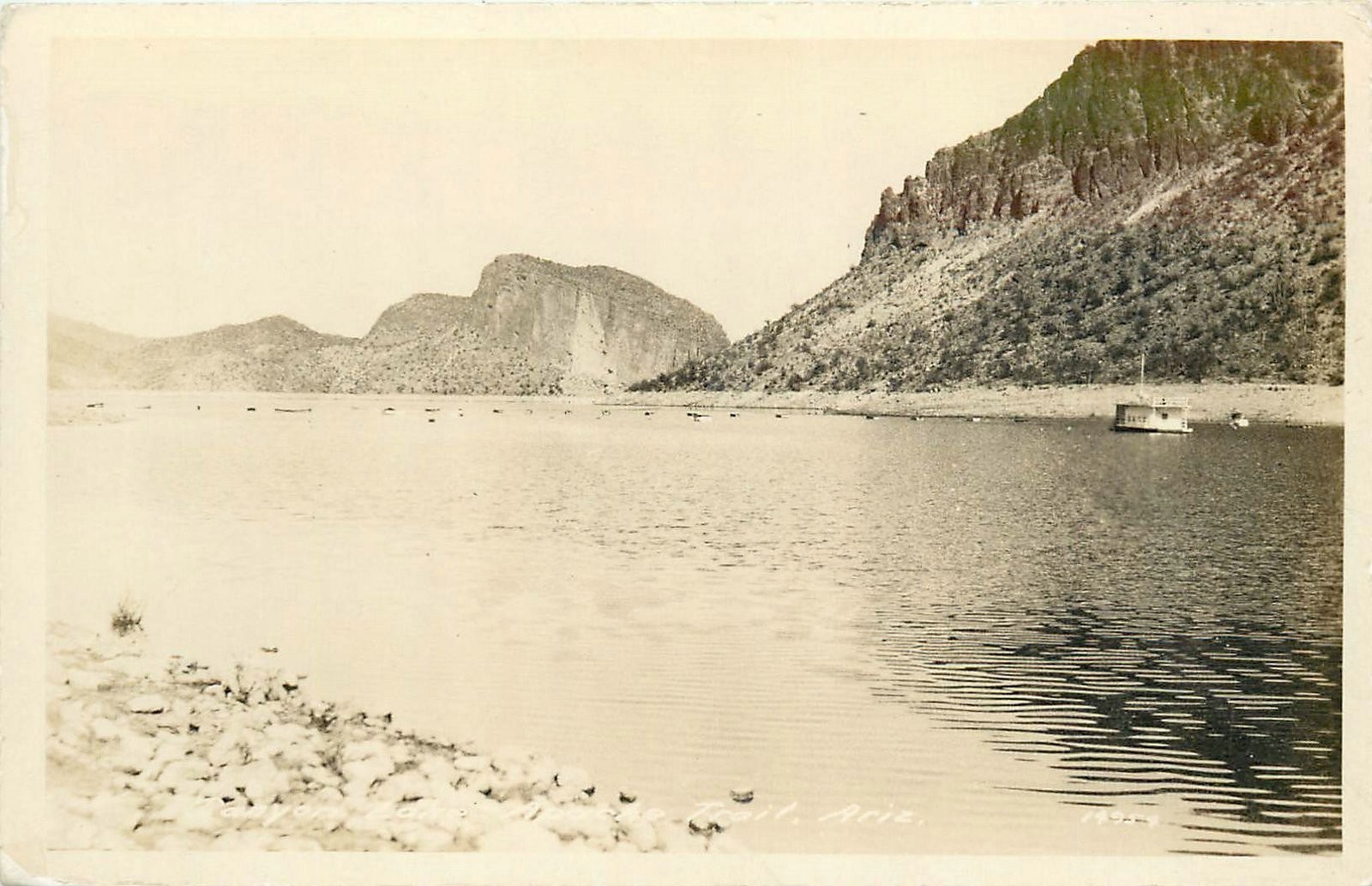 1930s Apache Lake Arizona Along the Lake RPPC Postcard 25-7964
