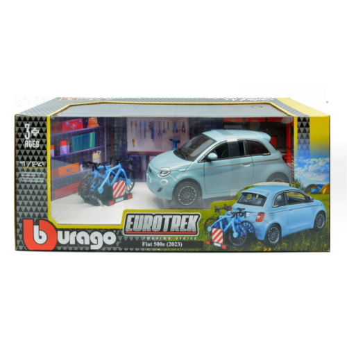 Fiat 500E Full Electric 2021 With Bicycle 1:24 Burago Auto Stradali -D- Neues Mo-image