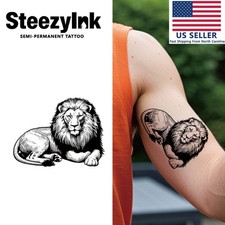 SteezyInk temporary tattoo Lion Majesty last upto 2 weeks 4 x 4 inch