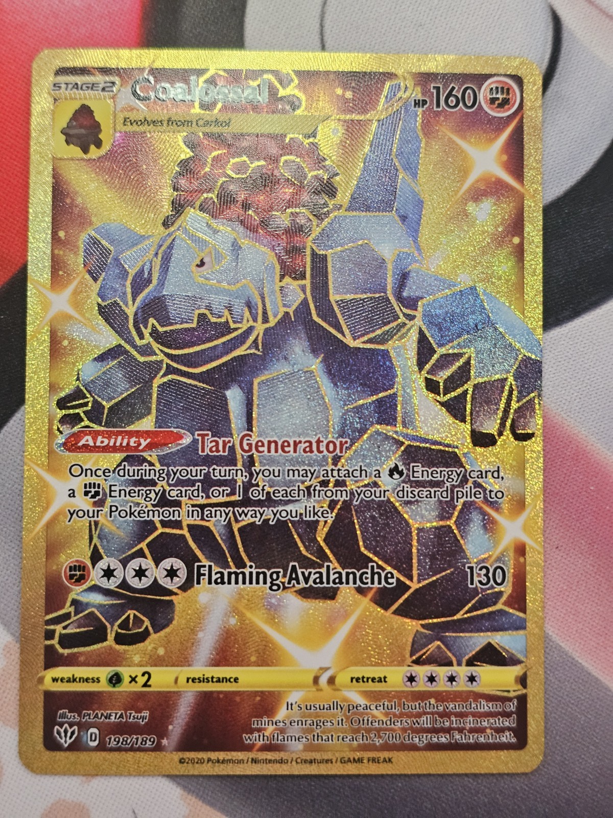 RAW! near mint Coalossal - 198/189 - Darkness Ablaze - Pokemon Gold Secret Rare